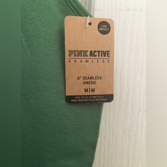 PINK 6" SEAMLESS WORKOUT ONESIE Green size M - Picture 6 of 6
